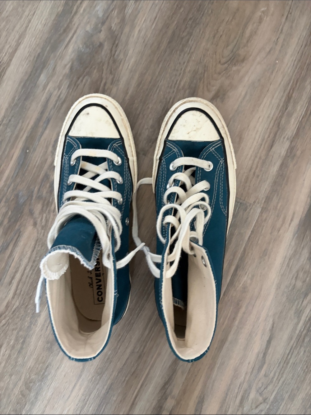 Converse Teal High-Top Sneakers with White Accents - Picture 2 of 6